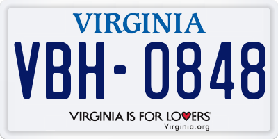VA license plate VBH0848