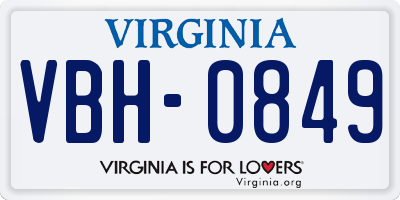 VA license plate VBH0849