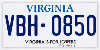 VA license plate VBH0850