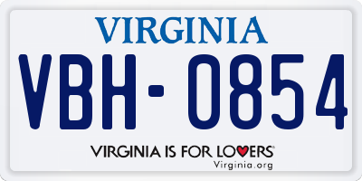 VA license plate VBH0854