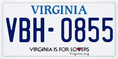 VA license plate VBH0855