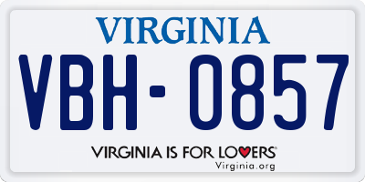VA license plate VBH0857