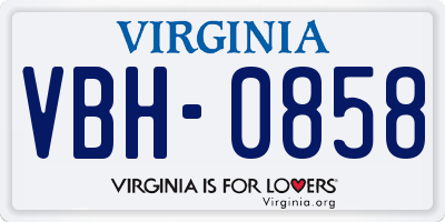 VA license plate VBH0858