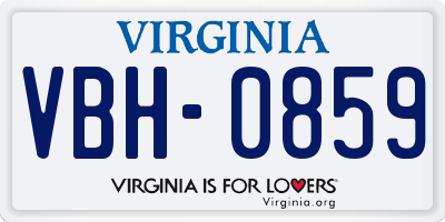 VA license plate VBH0859