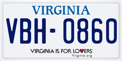 VA license plate VBH0860