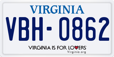 VA license plate VBH0862