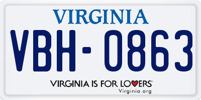 VA license plate VBH0863