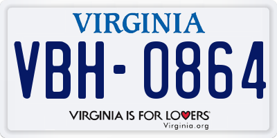 VA license plate VBH0864