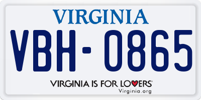VA license plate VBH0865