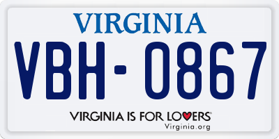 VA license plate VBH0867