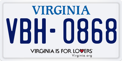 VA license plate VBH0868