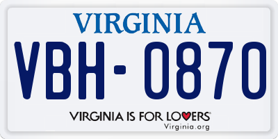 VA license plate VBH0870