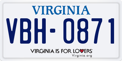 VA license plate VBH0871