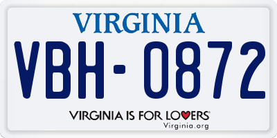 VA license plate VBH0872