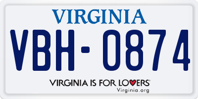 VA license plate VBH0874