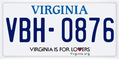 VA license plate VBH0876