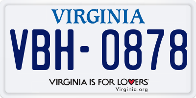VA license plate VBH0878