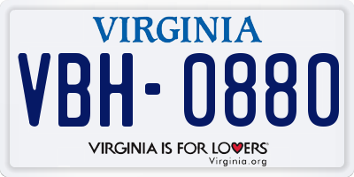 VA license plate VBH0880