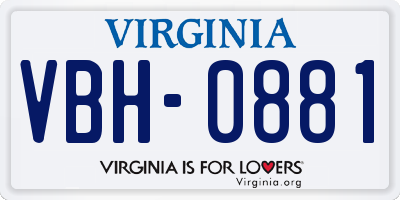 VA license plate VBH0881