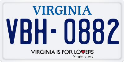 VA license plate VBH0882