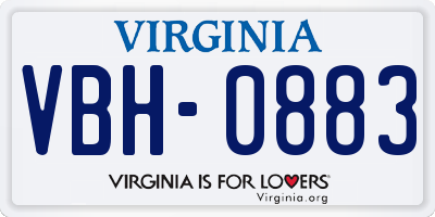 VA license plate VBH0883