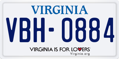 VA license plate VBH0884