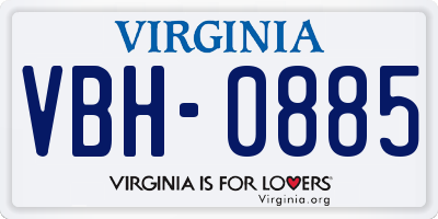 VA license plate VBH0885