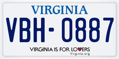 VA license plate VBH0887