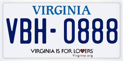 VA license plate VBH0888