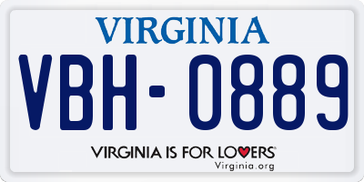 VA license plate VBH0889