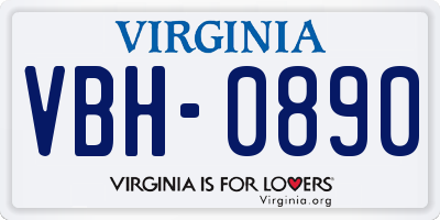 VA license plate VBH0890