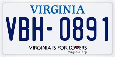 VA license plate VBH0891