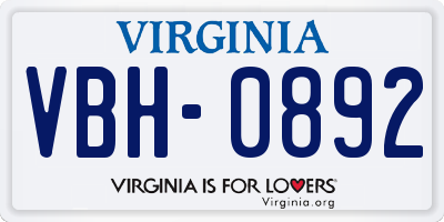 VA license plate VBH0892