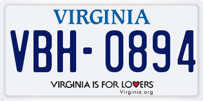 VA license plate VBH0894