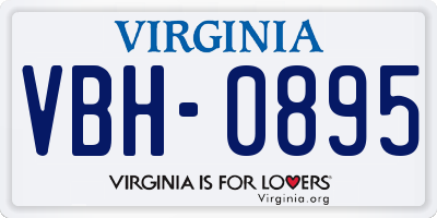 VA license plate VBH0895