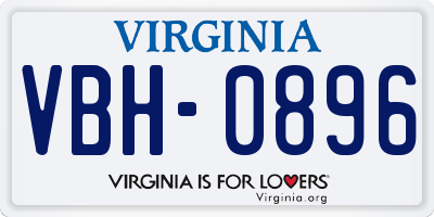 VA license plate VBH0896