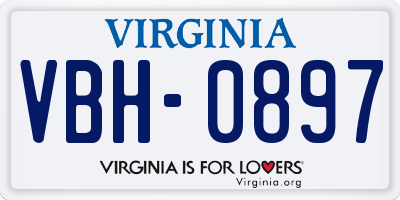 VA license plate VBH0897