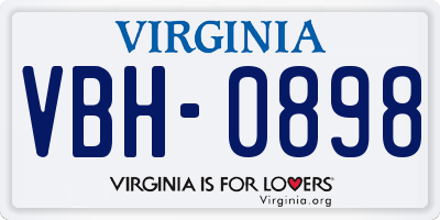 VA license plate VBH0898