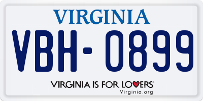 VA license plate VBH0899