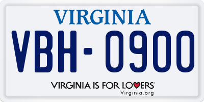 VA license plate VBH0900