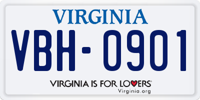 VA license plate VBH0901