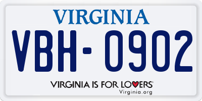 VA license plate VBH0902