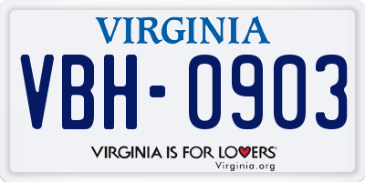 VA license plate VBH0903