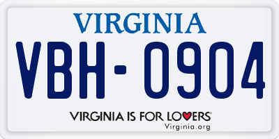 VA license plate VBH0904