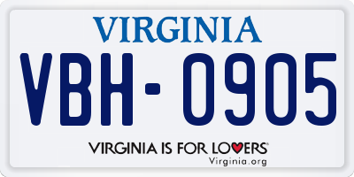 VA license plate VBH0905