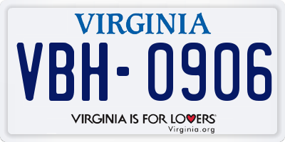 VA license plate VBH0906