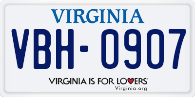 VA license plate VBH0907