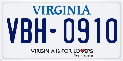 VA license plate VBH0910