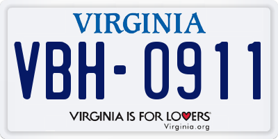 VA license plate VBH0911