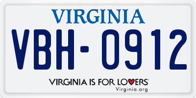 VA license plate VBH0912